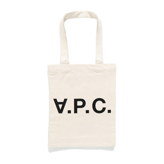 LAURE TOTE BAG BLACK LOGO ECRU