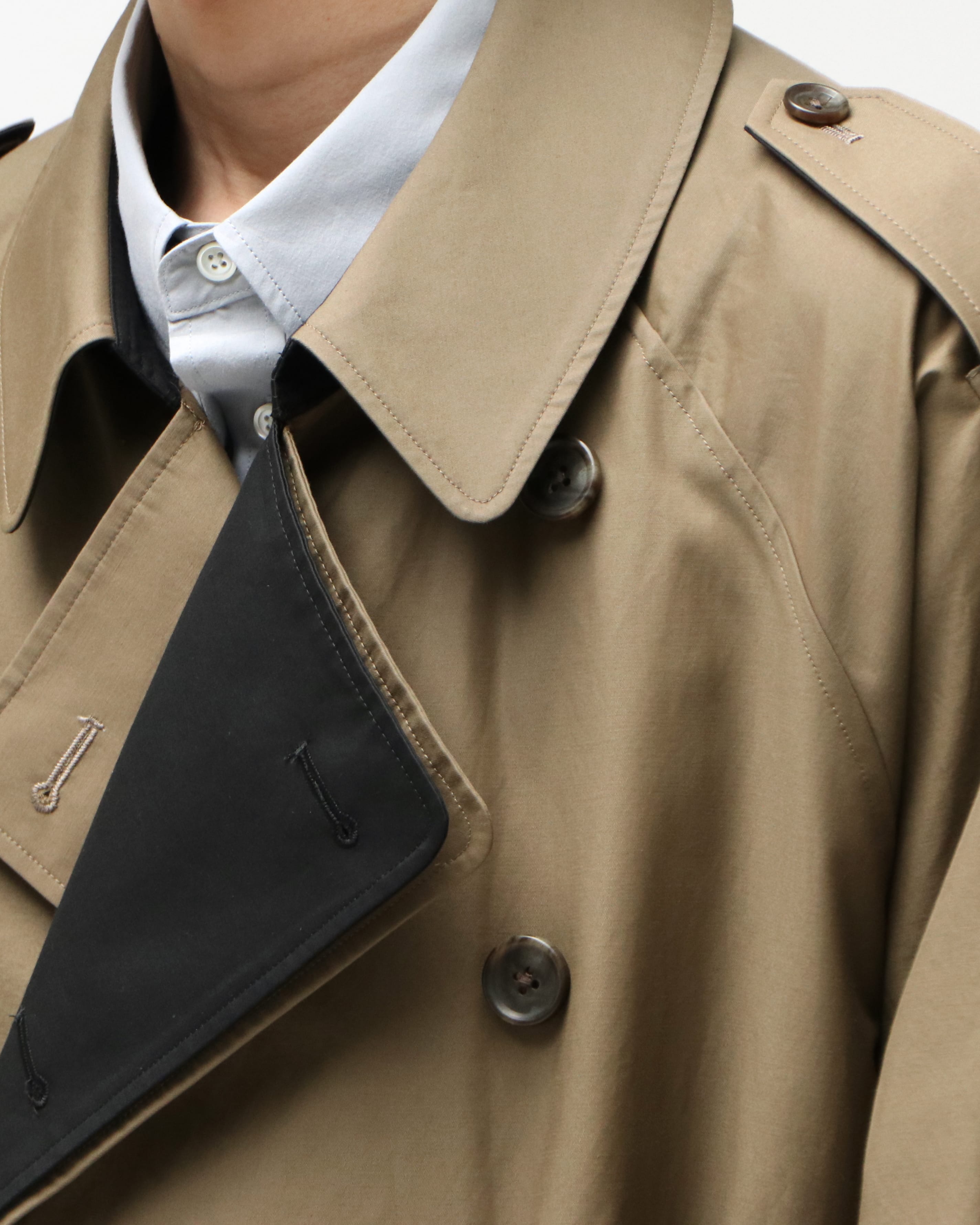 OVERSIZED CONTRAST TRENCH COAT DARK BEIGE