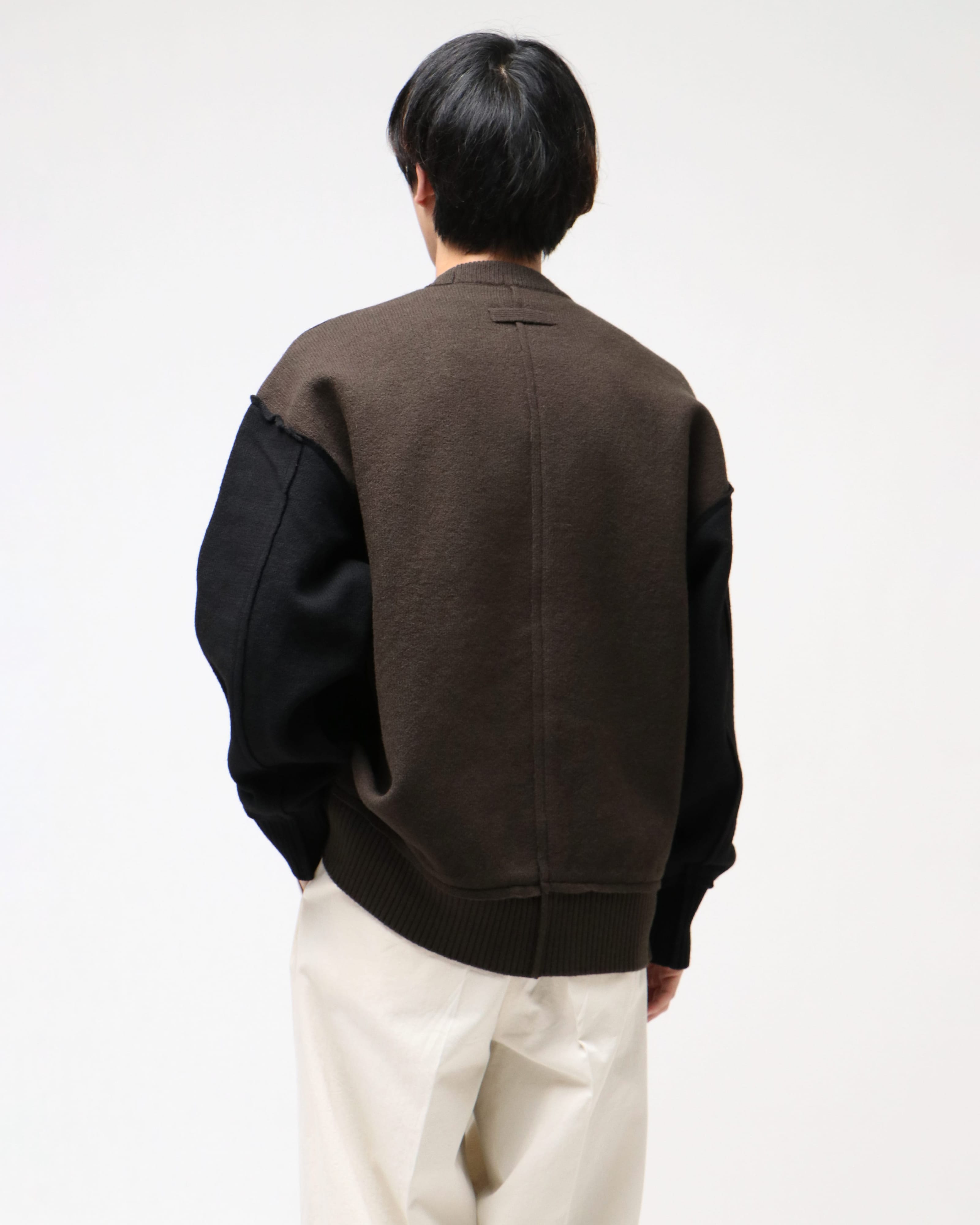 SPANISH MERINO MULTI STATION KNIT LS MILITARY KHAKI × BLACK