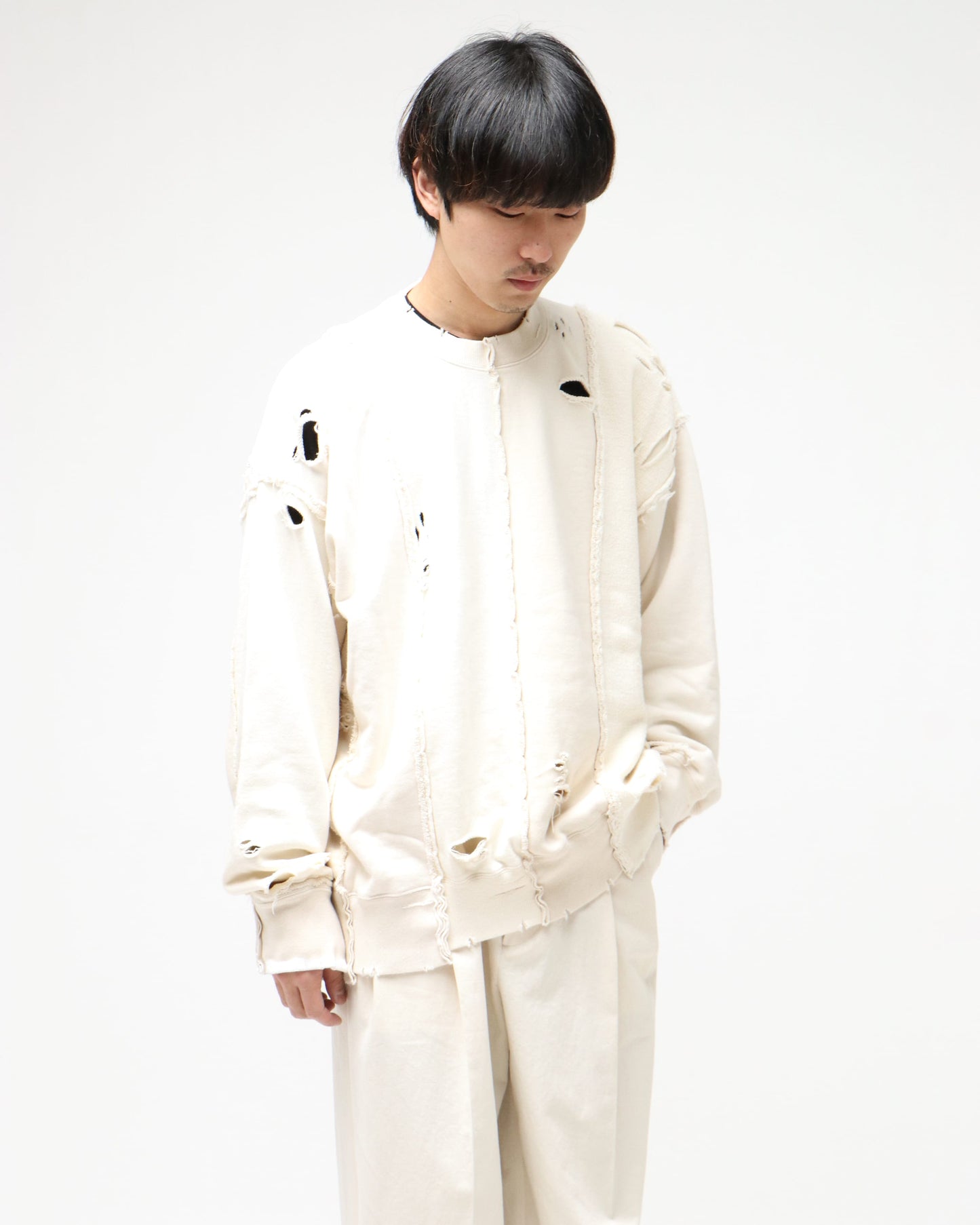 OVERSIZED RECONSTRUCTION SWEAT LS（OW）OFF