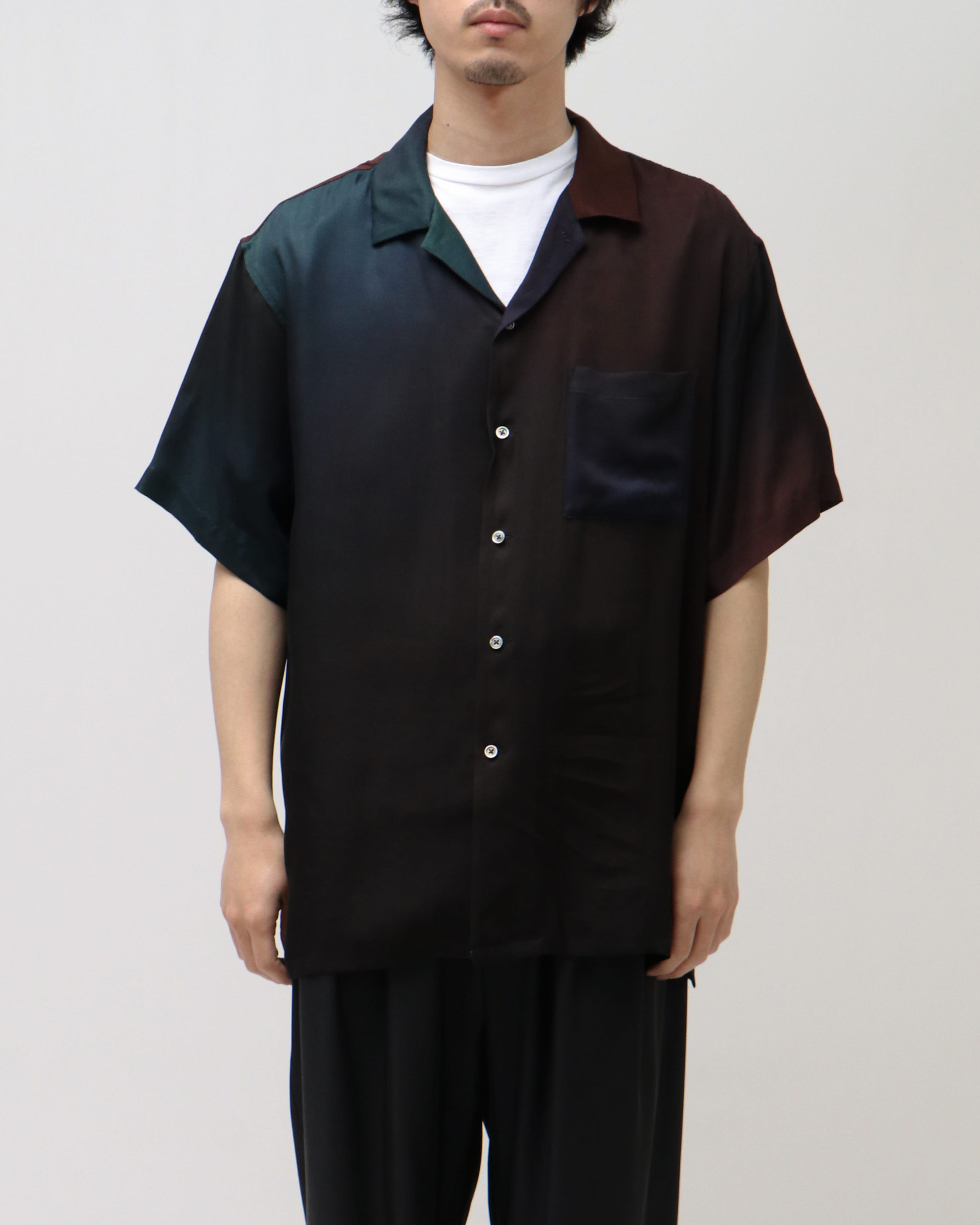 OVERSIZED CUPRO OPEN COLLAR SS SHIRT GRADATION – TIME AFTER TIME