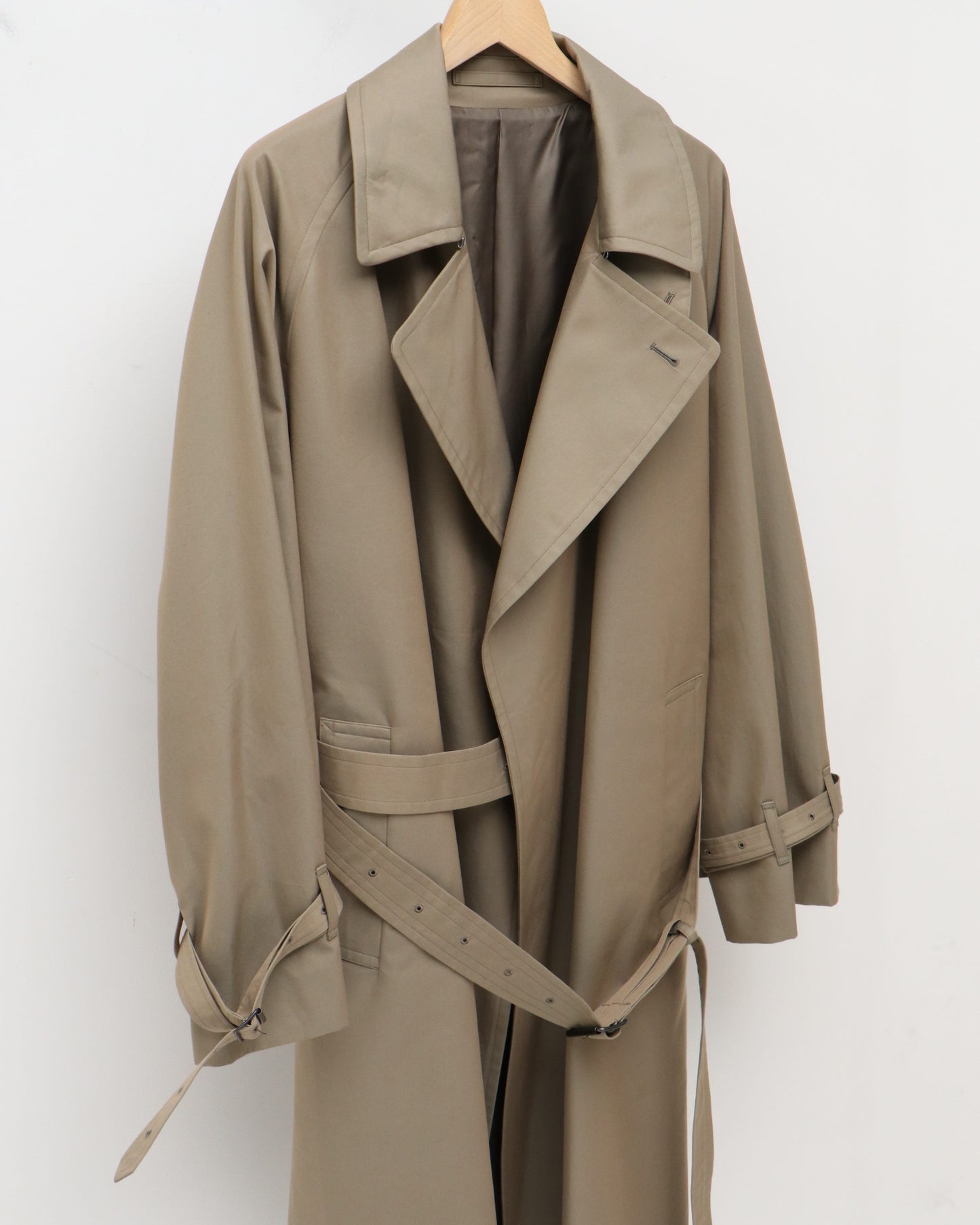 Gabardine Double Belt Trench Coat OLIVE BEIGE