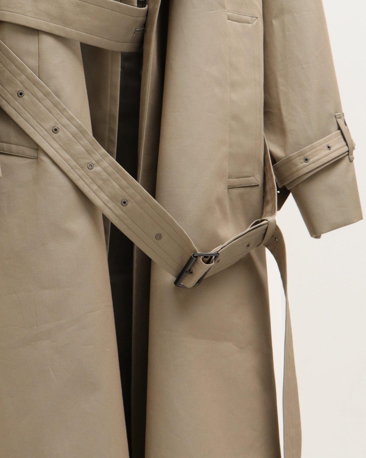 Gabardine Double Belt Trench Coat OLIVE BEIGE