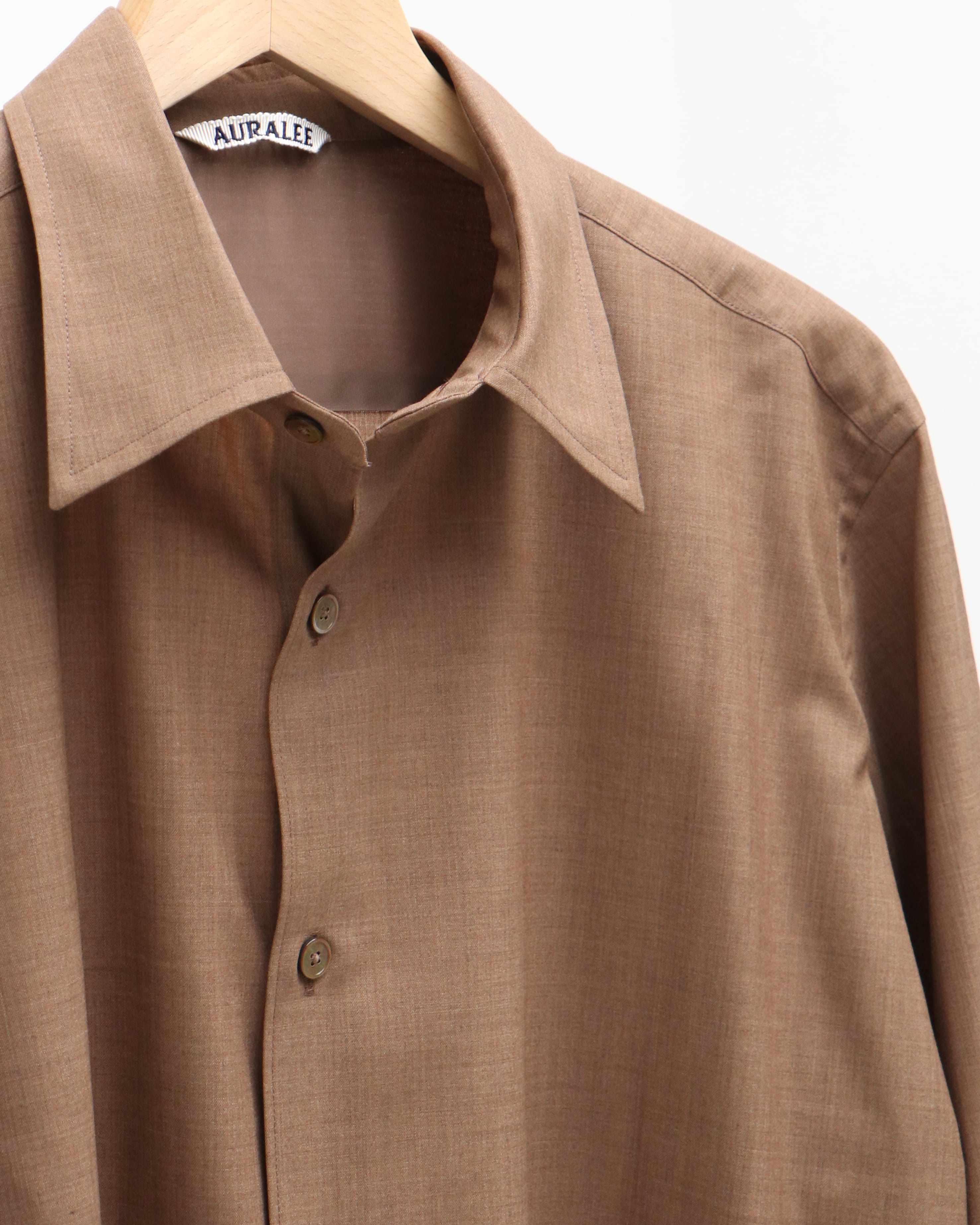 SUPER FINE TROPICAL WOOL SHIRT TOP BROWN