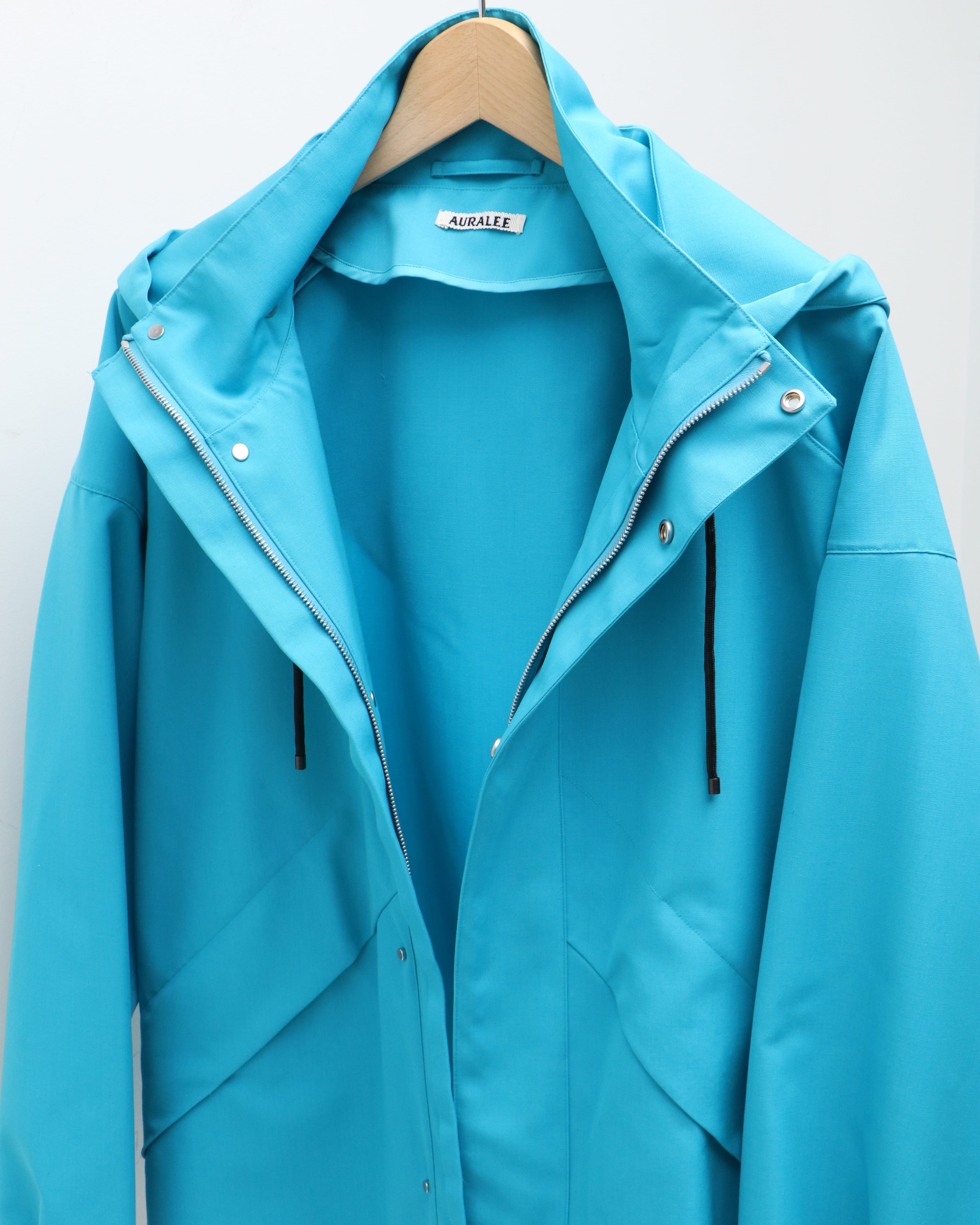 WOOL MAX CANVAS HOODED BLOUSON TURQUOISE BLUE 