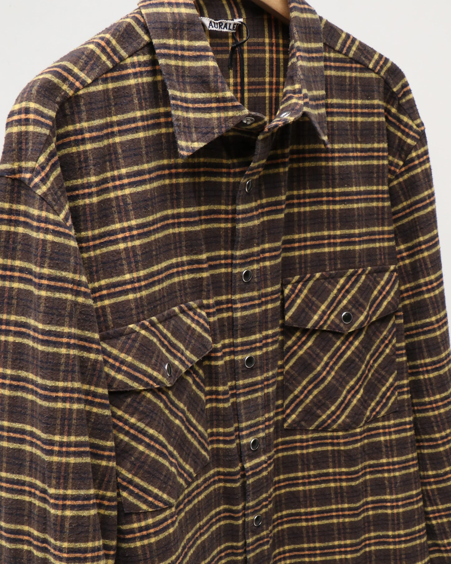 SILK COTTON BRUSHED FLANNEL SHIRT BROWN CHECK