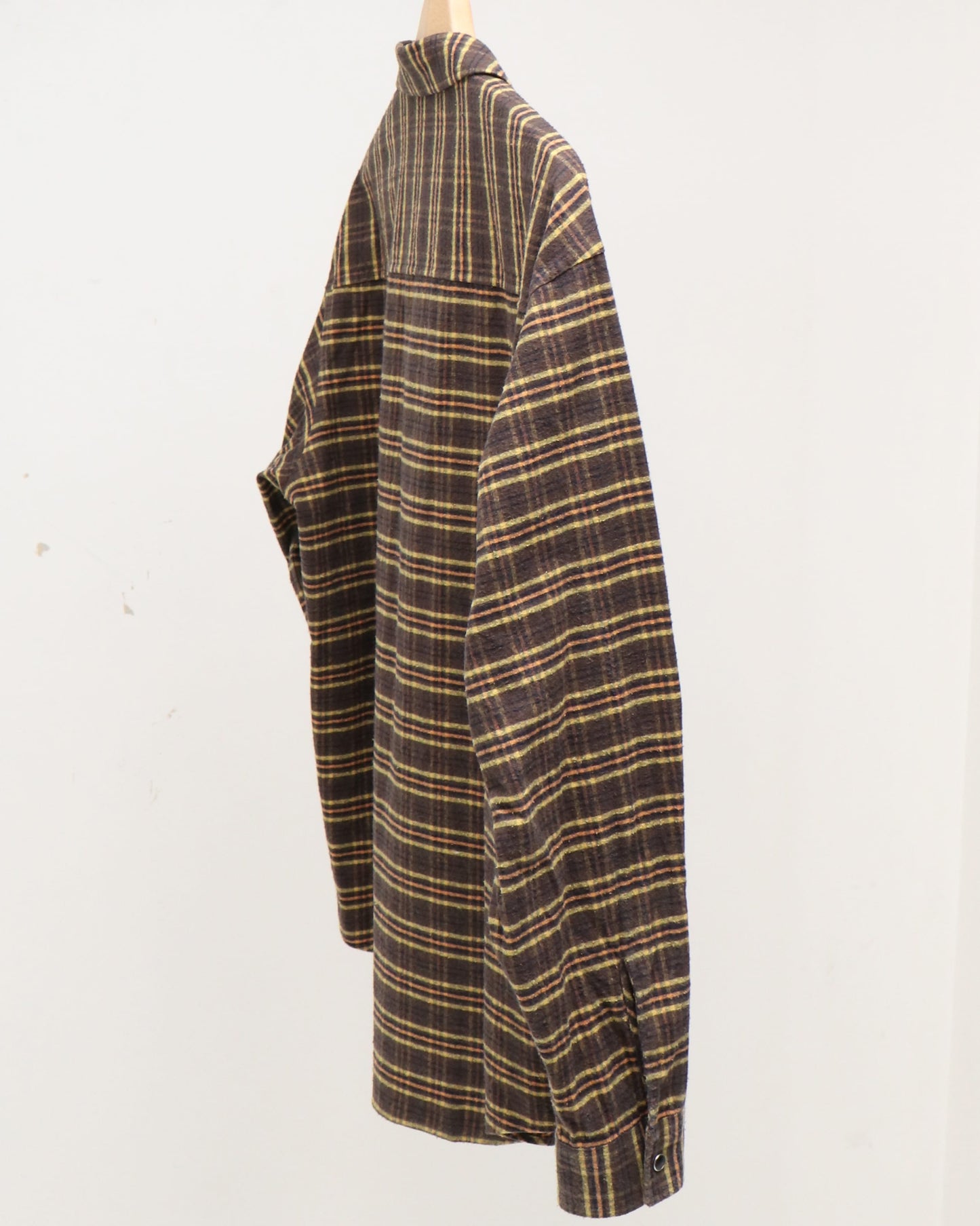 SILK COTTON BRUSHED FLANNEL SHIRT BROWN CHECK