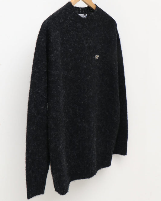 Shetland Wool Brushed Sweater CHARCOAL