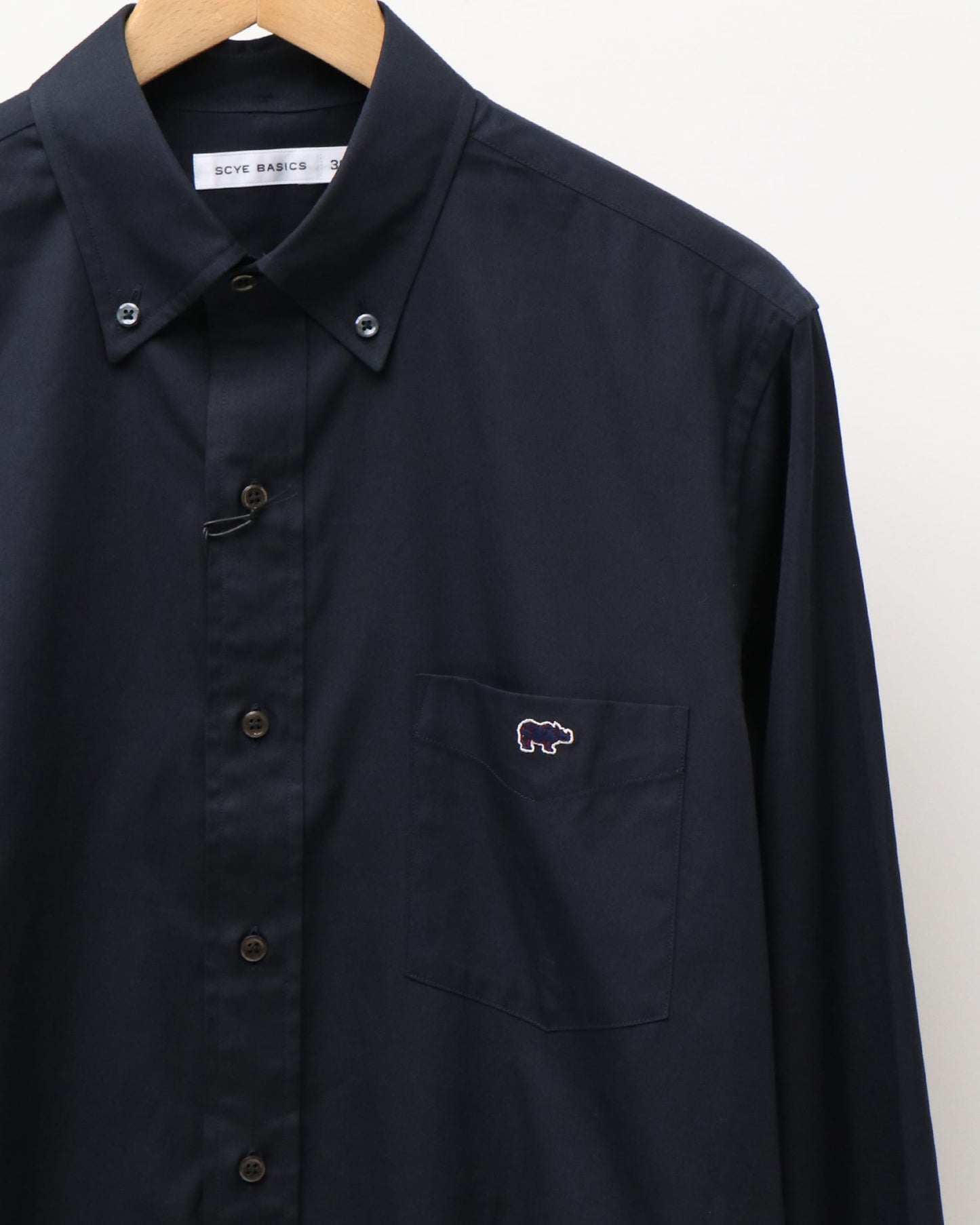 FINX Cotton Oxford B.D Collar Shirt OFF BLACK