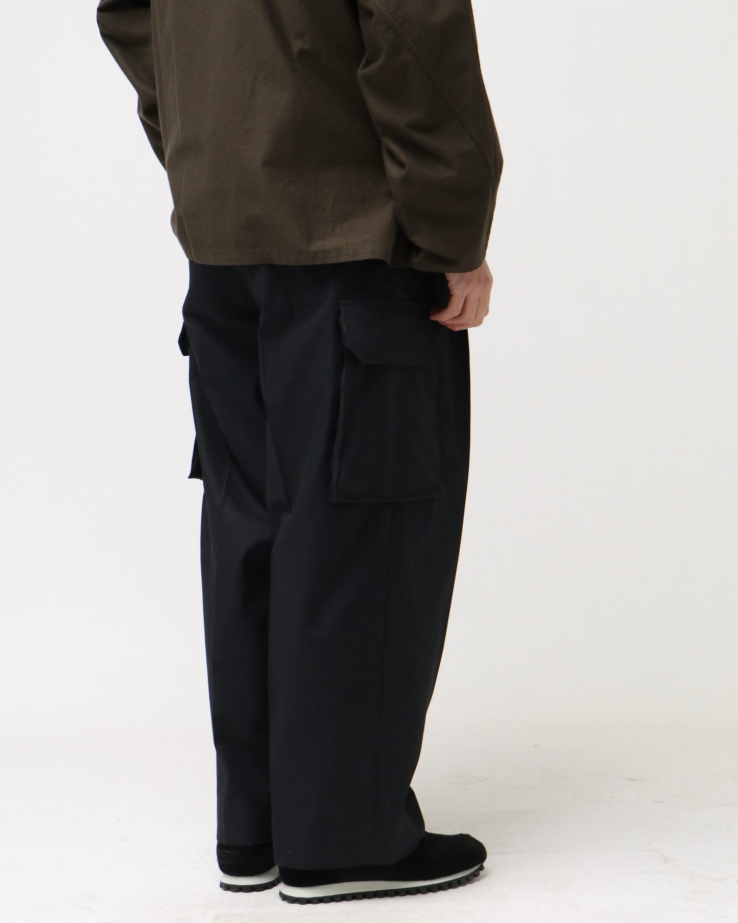 Drill Chambray Super Wide 6P Slacks CARBON NAVY