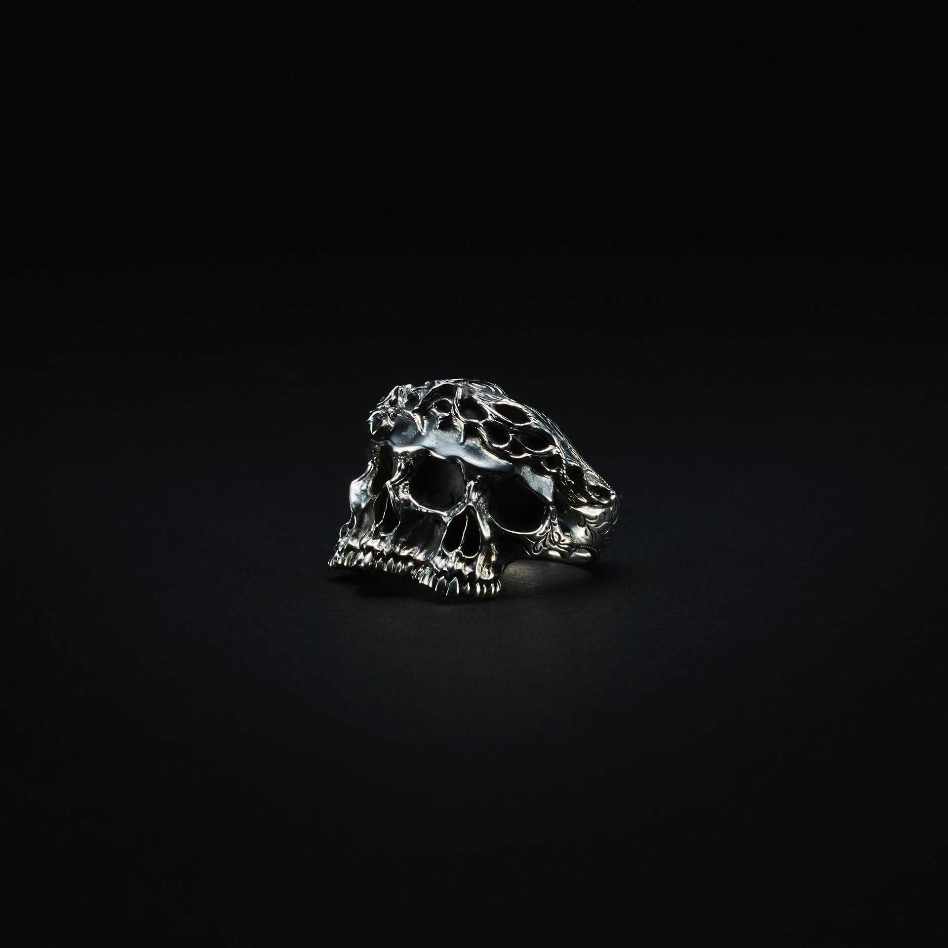 Engraved Calvary Skull Ring – TIME AFTER TIME